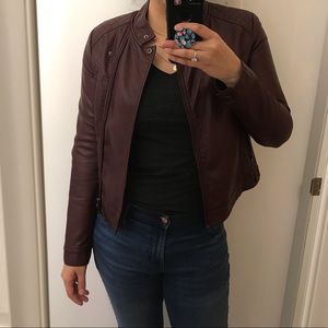 Deep Wine Colored Moto Jacket